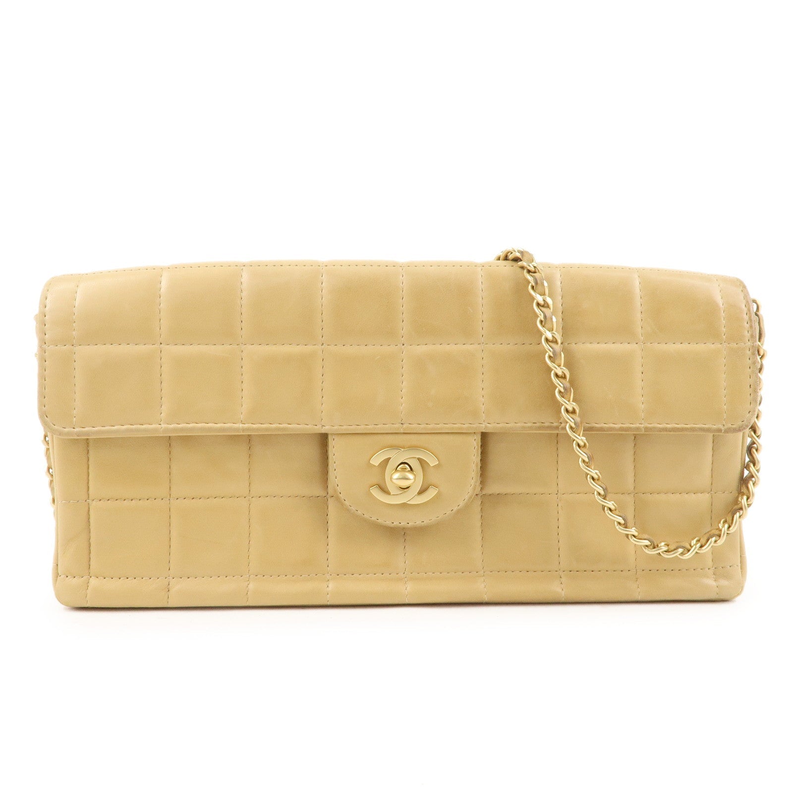 Chanel Chocolate Bar Lamb Skin Chaîne Sac bandoulière Beige A