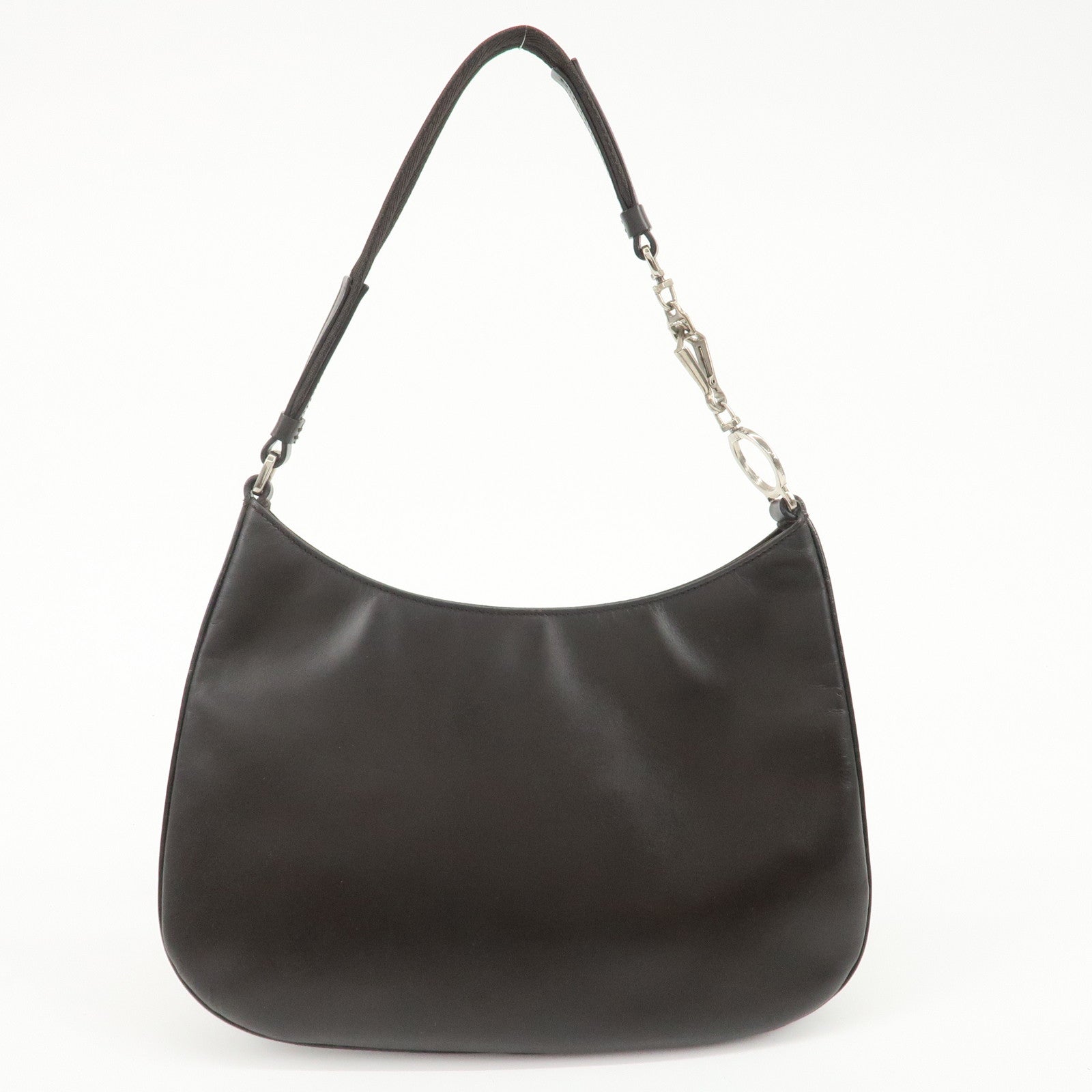 PRADA Cuir Cleo Sac bandoulière Marron foncé