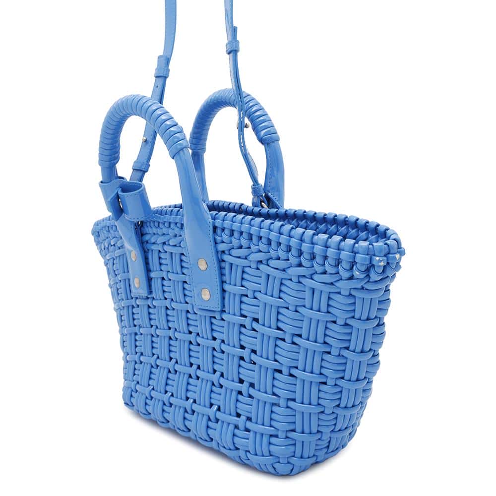 Balenciaga Sac 2 en 1 Bistro bleu 671342 en cuir verni taille XS