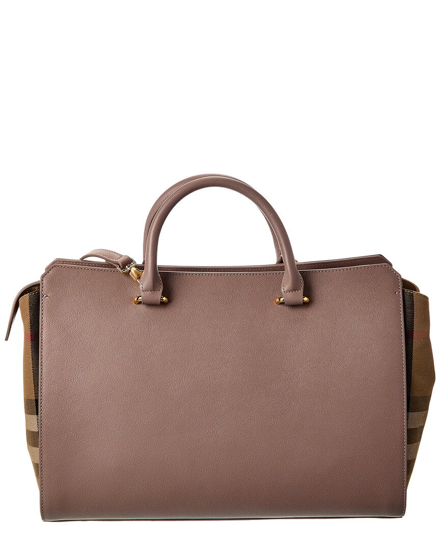 Burberry Banwell Moyen Cuir & Check Canvas Satchel