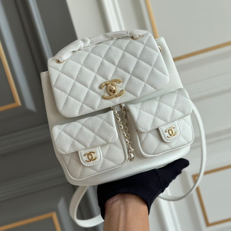 Designer Backpack white bag – front view