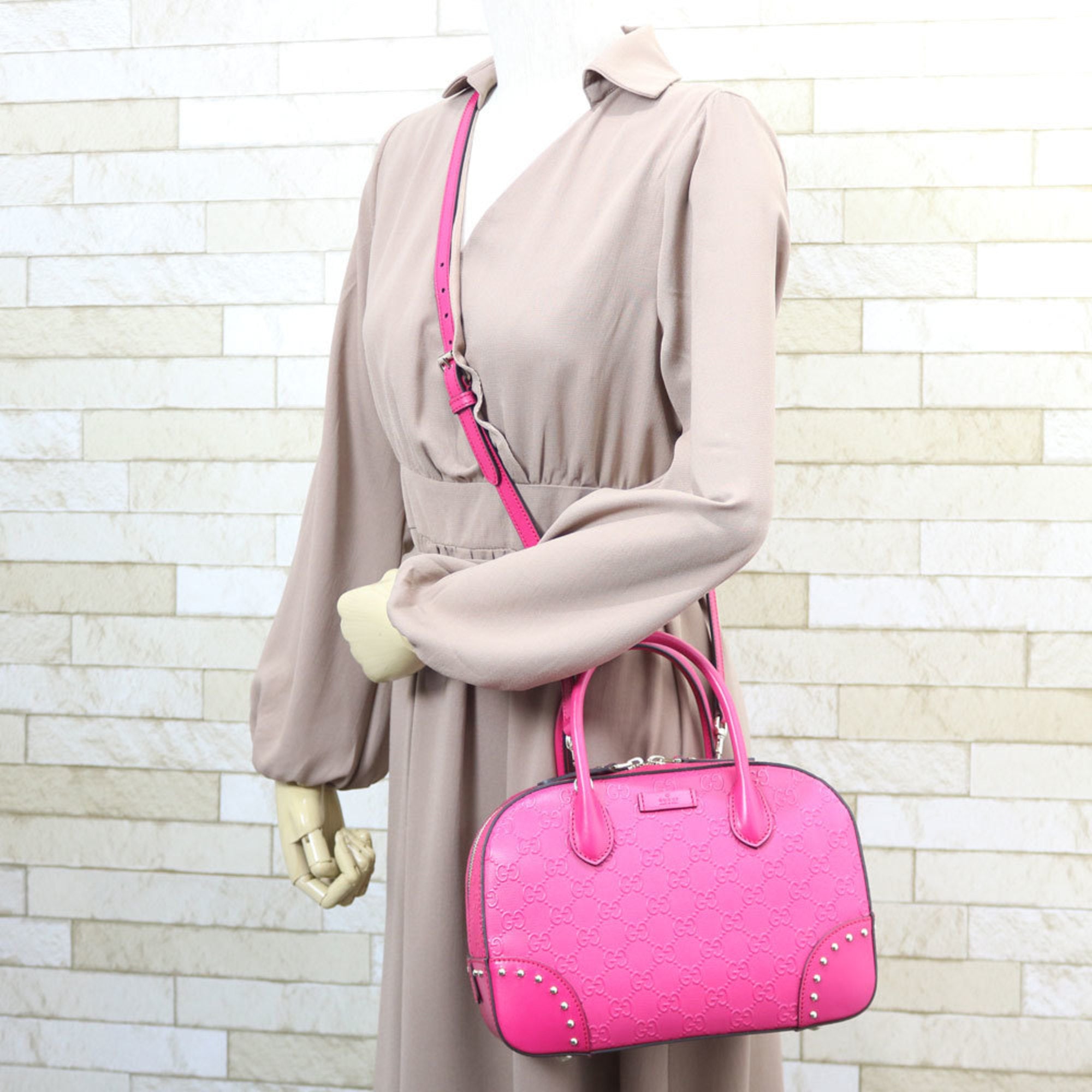 Sac bandoulière Gucci en cuir rose Style 4