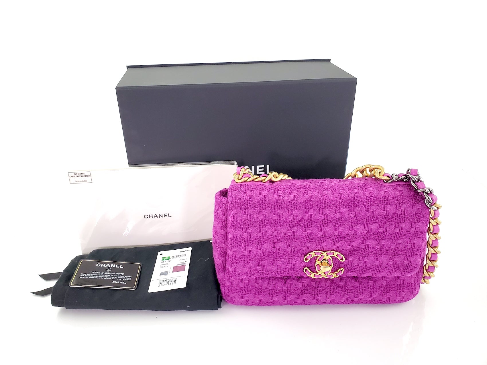 CHANEL 19 Petit Tweed Magenta Rose Bag