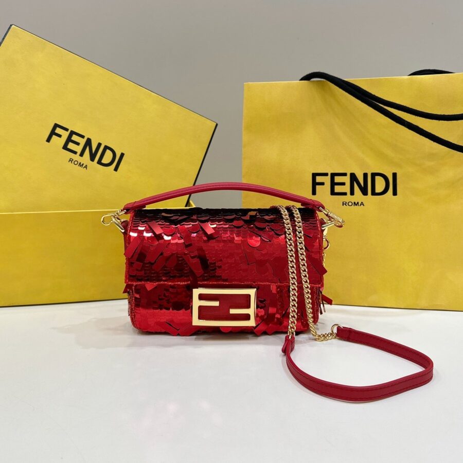 Fendi Baguette gold bag – front view