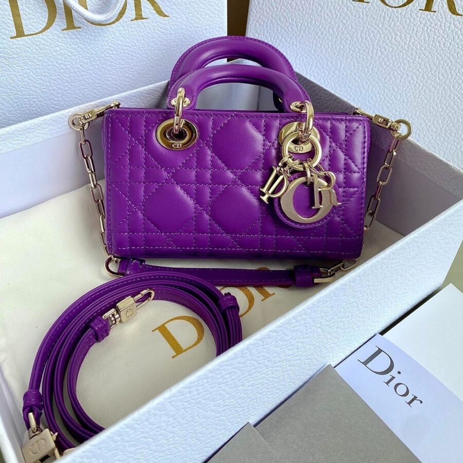 Dior Lady Dior purple bag – front view