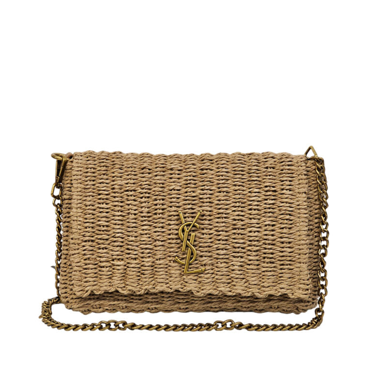 Sac chaîne moyen souple YSL en raphia