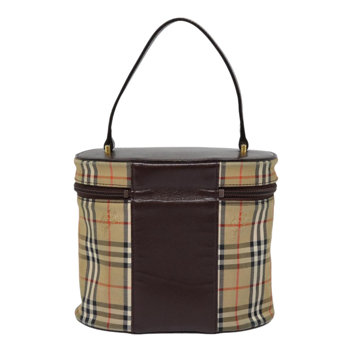 Burberry Nova Check Hand Bag Canvas Beige Doré Auth 88121