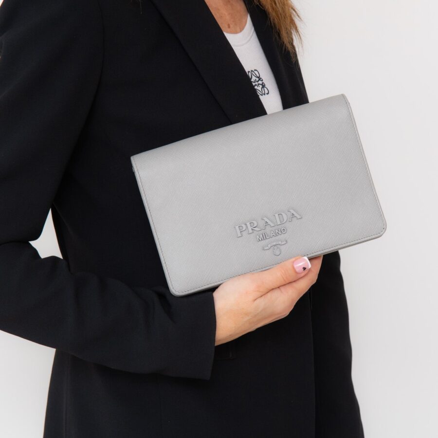 Prada Crossbody grey bag – front view