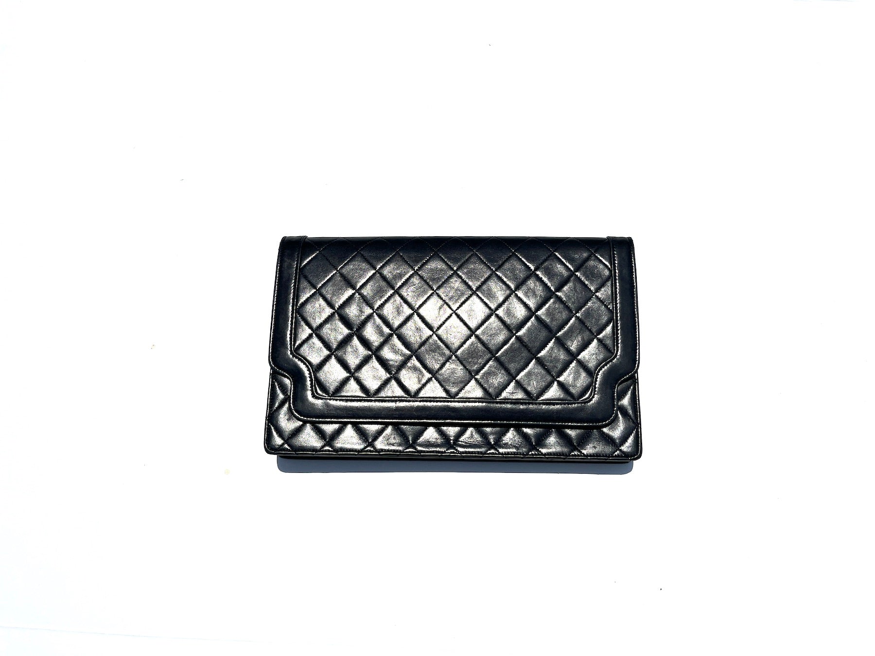 CHANEL Pochette Sac à rabat en Cuir matelassé Noir