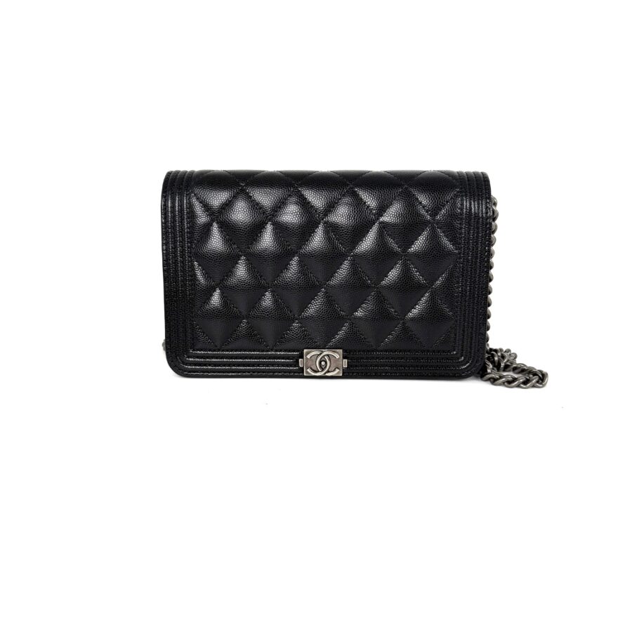 CHANEL Boy Quilted Caviar Leather WOC Wallet on Chain Crossbody Bag | Studio Nafay