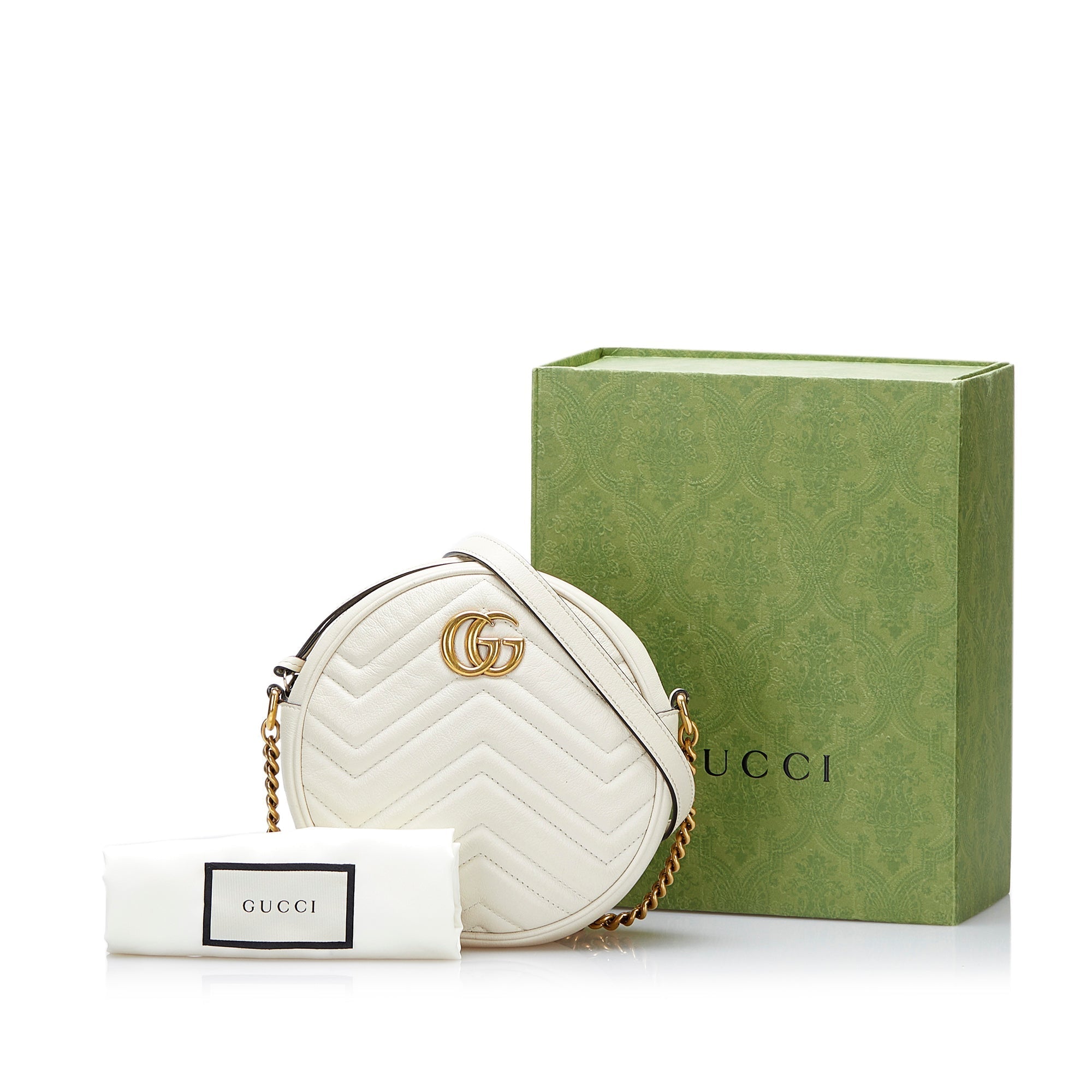 SOLDDE Gucci GG Marmont Round Blanc Matelassé