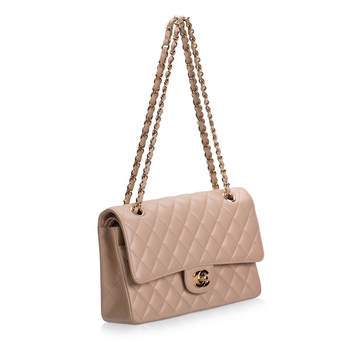 Sac à rabat classique Beige Caviar