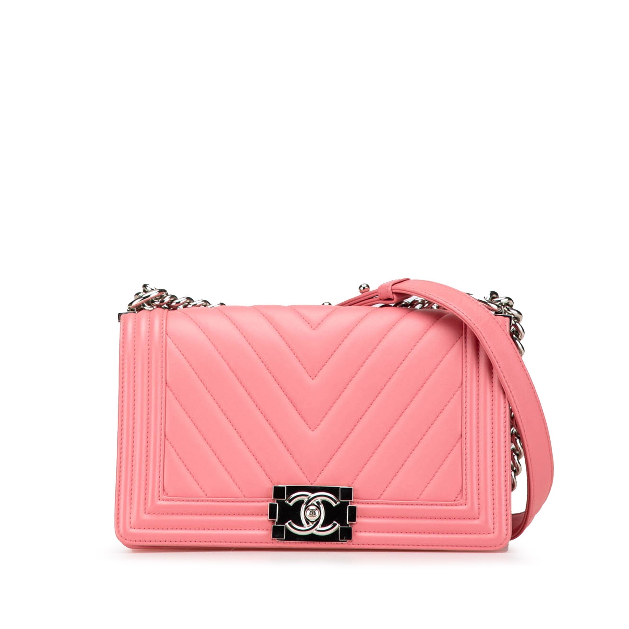 Rose Chanel Moyen Chevron Lambskin Boy Flap Sac bandoulière