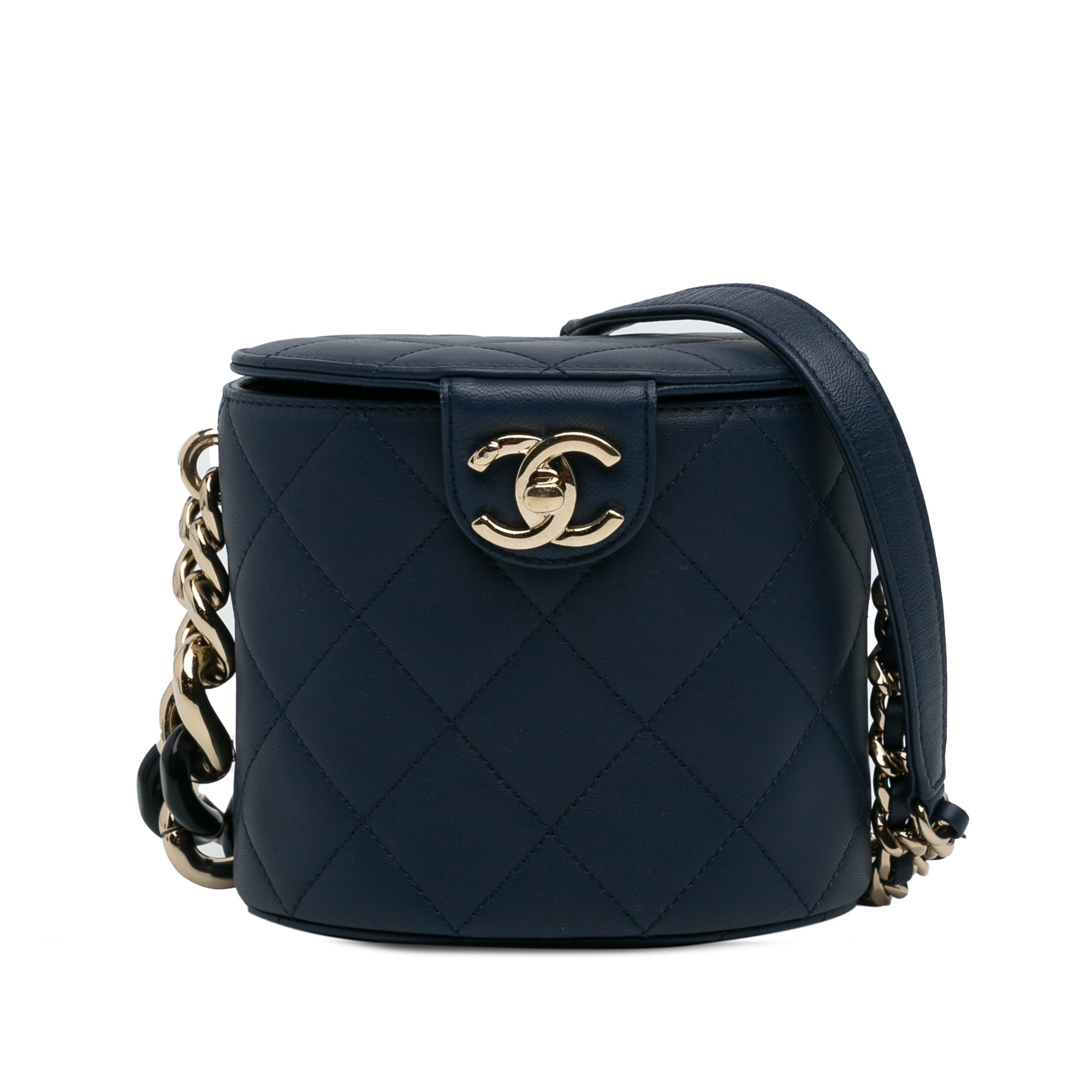 Vanity Case rond Chanel CC Bleu