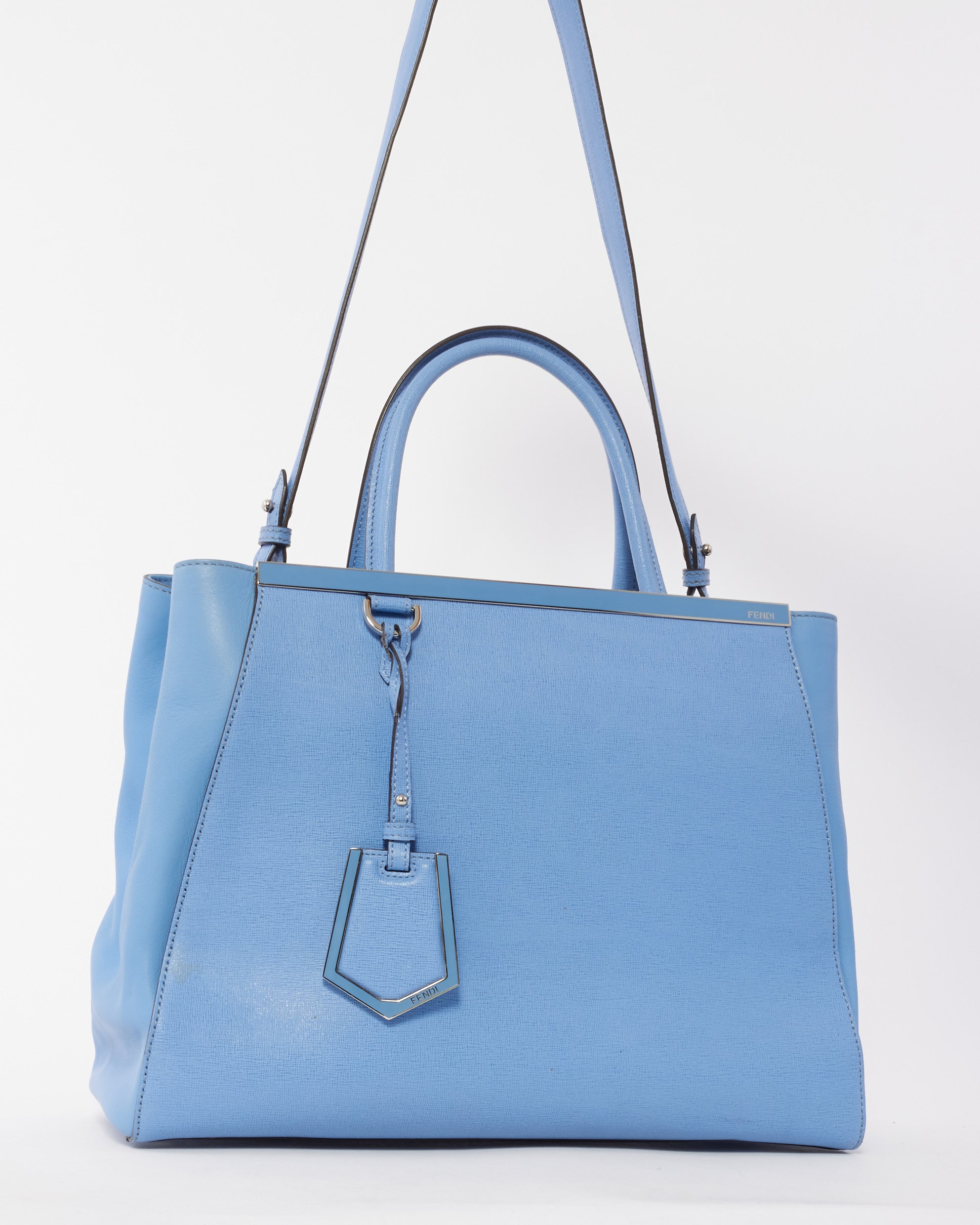 Fendi Cabas Medium 2Jours en Cuir Bleu