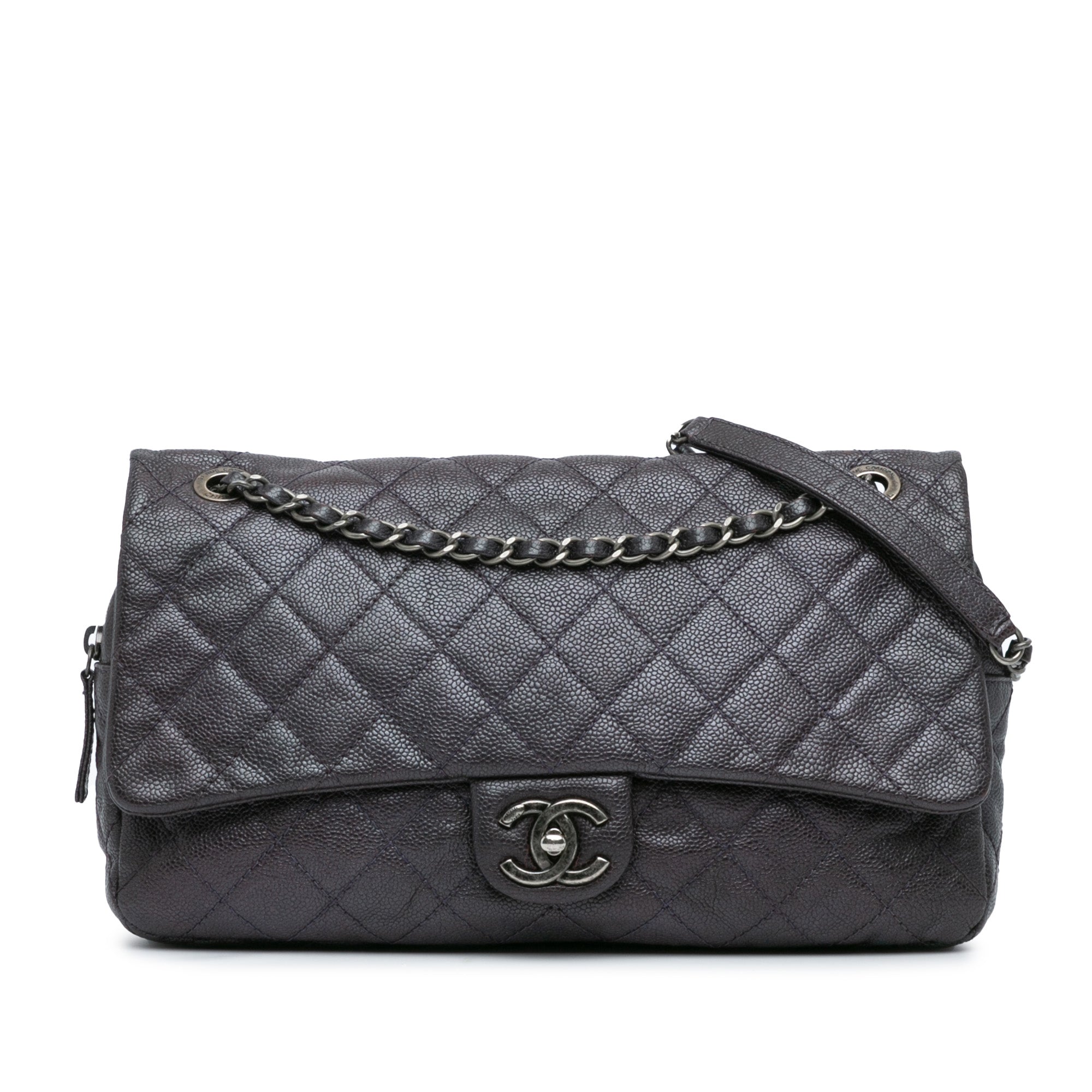 Gris Chanel Jumbo Quilted Caviar Easy Flap Sac bandoulière