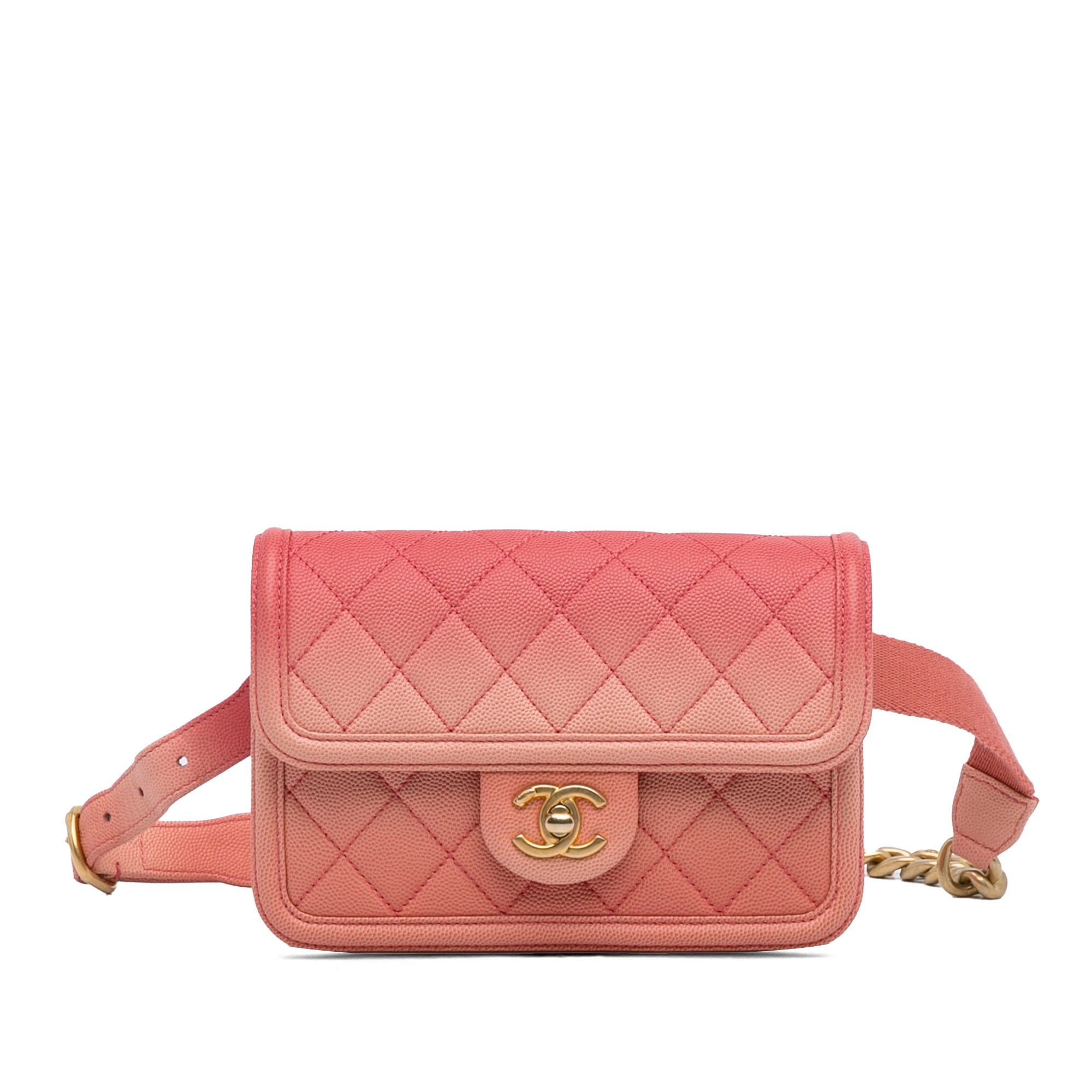 Rose Chanel Caviar Sunset On The Sea Flap Belt Bag