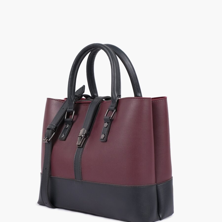 Burgundy and black multi-compartment shoulder bag | Studio Nafay
