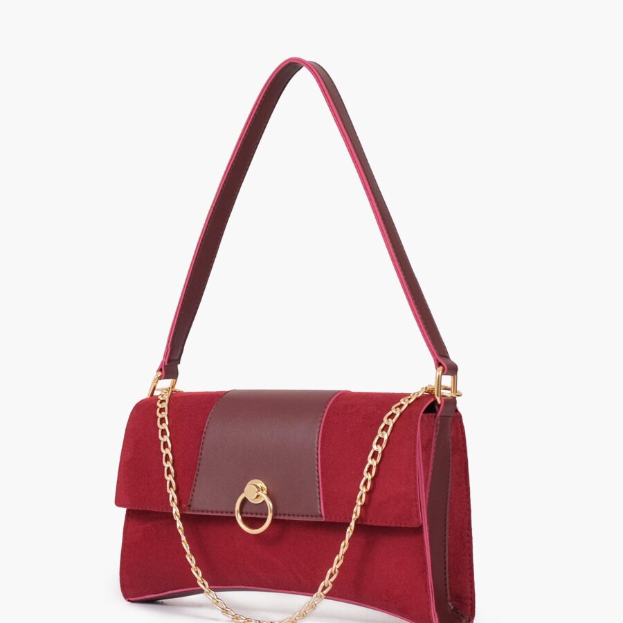 Burgundy suede buckle envelope bag | Studio Nafay