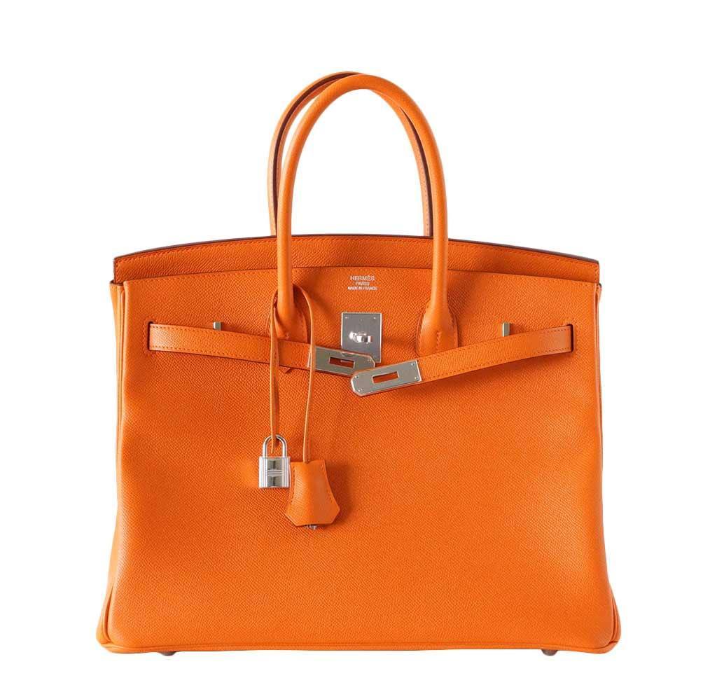 HermesBirkin 35 H Orange Sac à main Epsom PHW