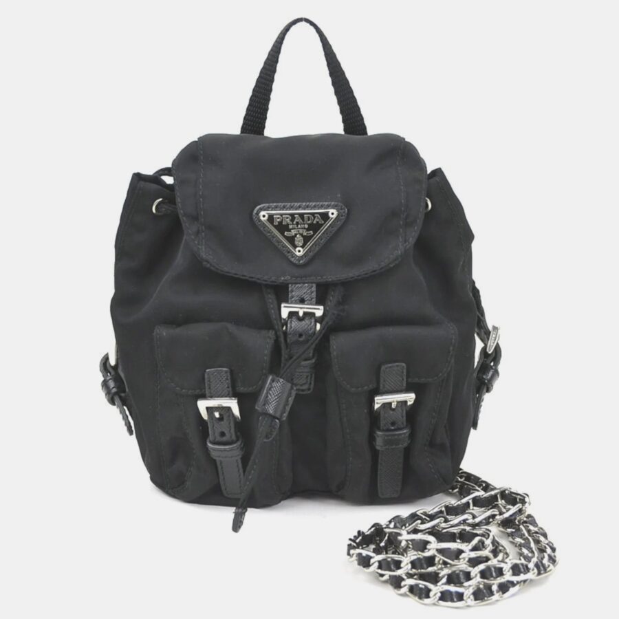 Prada Backpack black bag – front view