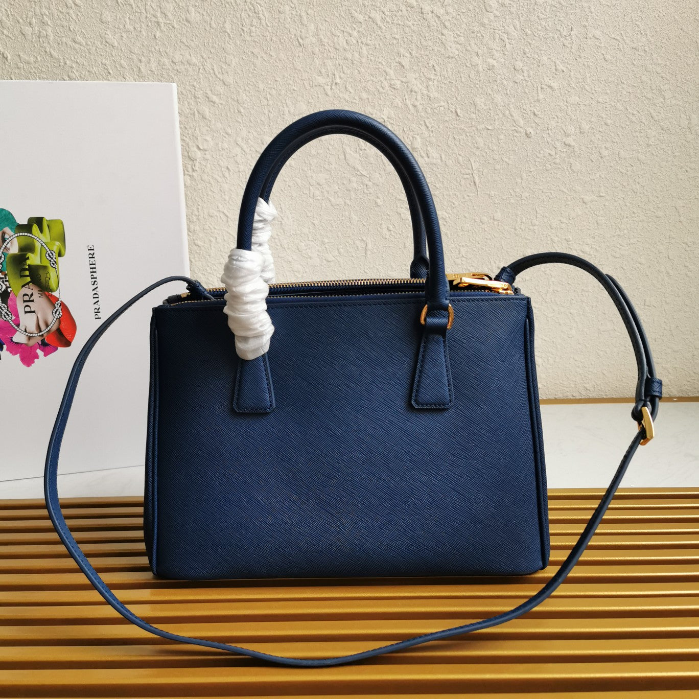 PRA GALLERIA 28 BAG IN NAVY BLUE Cuir Saffiano