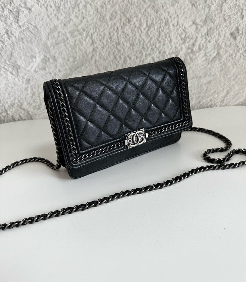 Chanel Black Quilted Leather Crossbody WOC Bag Small | Studio Nafay