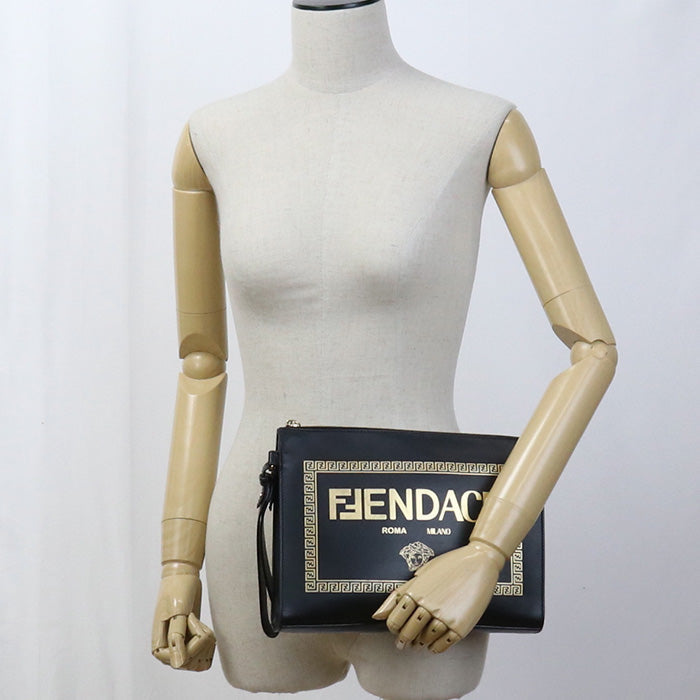Fendi Pochette Fendace Second Sac Cuir Noir Unisexe